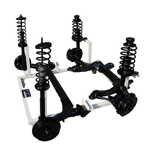 整車懸架結構系統展示拆裝實訓裝置(圖1) 整車懸架構造系統展示拆卸裝配實驗裝置,物料分揀機電實驗臺